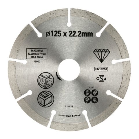 SZLIFIERKA KĄTOWA 125MM 850W+STA38107+STA38007 STANLEY SZLIFIERKA KĄTOWA 125MM 850W+STA38107+STA38007 STANLEY