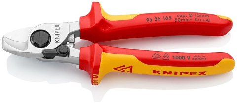 NOŻYCE DO KABLI ZE SPRĘŻYNĄ ROZWIERAJĄCĄ IZOLOWANE 165MM KNIPEX NOŻYCE DO KABLI ZE SPRĘŻYNĄ ROZWIERAJĄCĄ IZOLOWANE 165MM KNIPEX