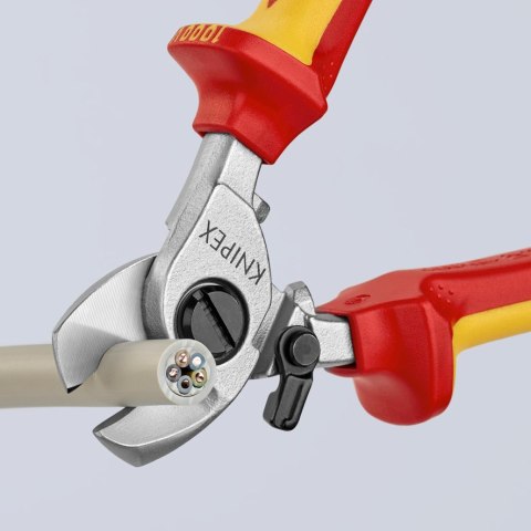 NOŻYCE DO KABLI ZE SPRĘŻYNĄ ROZWIERAJĄCĄ IZOLOWANE 165MM KNIPEX NOŻYCE DO KABLI ZE SPRĘŻYNĄ ROZWIERAJĄCĄ IZOLOWANE 165MM KNIPEX