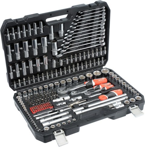 ZESTAW NARZĘDZIOWY XXL 1/4'', 3/8'', 1/2'' KPL 216 SZTUK YATO ZESTAW NARZĘDZIOWY XXL 1/4'', 3/8'', 1/2'' KPL 216 SZTUK YATO