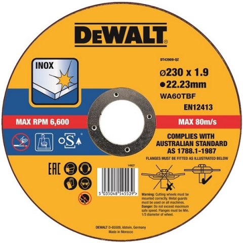 TARCZA DO CIĘCIA STALI NIERDZEWNEJ 230*2MM DEWALT