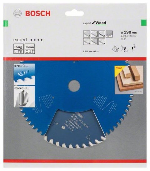 TARCZA PILARSKA EXPERT WOO 190*30-48 BOSCH