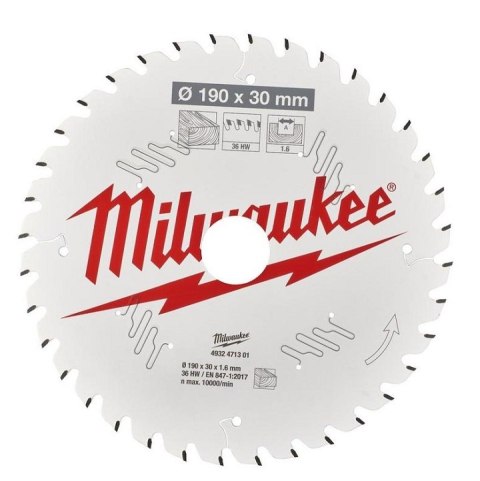 PIŁA TARCZOWA DO DREWNA 190*30*1.6*36 ATB MILWAUKEE