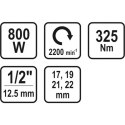ELEKTRYCZNY KLUCZ UDAROWY 800W 325NM + NASADKI VOREL