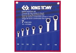 KOMPLET KLUCZY PŁASKO-OCZKOWYCH Z GRZECHOTKĄ 7 SZTUK 10-19MM KING TONY