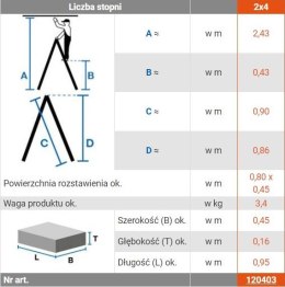 DRABINA ALUMINIOWA DWUSTRONNA DOPPLO 2*4 SZCZEBLE KRAUSE