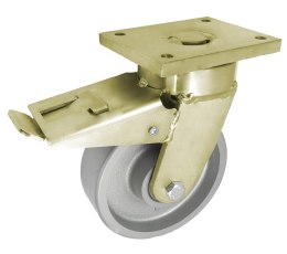 KOŁO ŻELIWNE 160MM OBUDOWA SKRĘTNA SPAWANA+HAMULEC 45ZH UN