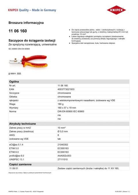 SZCZYPCE AUTOMATYCZNE DO ŚCIĄGANIA IZOLACJI MULTISTRIP 10 KNIPEX SZCZYPCE AUTOMATYCZNE DO ŚCIĄGANIA IZOLACJI MULTISTRIP 10 KNIPEX