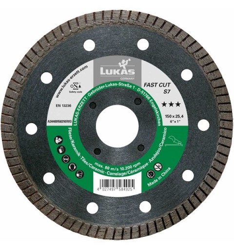 TARCZA DIAMENTOWA TURBO FAST CUT S7 180*25*7 LUKAS TARCZA DIAMENTOWA TURBO FAST CUT S7 180*25*7 LUKAS