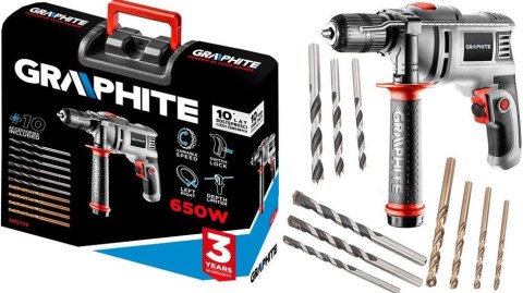 WIERTARKA UDAROWA 650W UCHWYT SAMOZACISKOWY 13 MM 0-3000MIN GRAPHITE WIERTARKA UDAROWA 650W UCHWYT SAMOZACISKOWY 13 MM 0-3000MIN GRAPHITE
