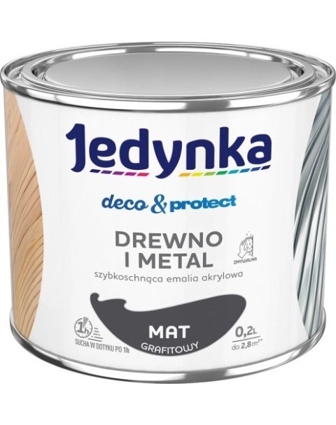 JEDYNKA DECO&PROTECT DREWNO I METAL MAT GRAFITOWY 0,2L JEDYNKA
