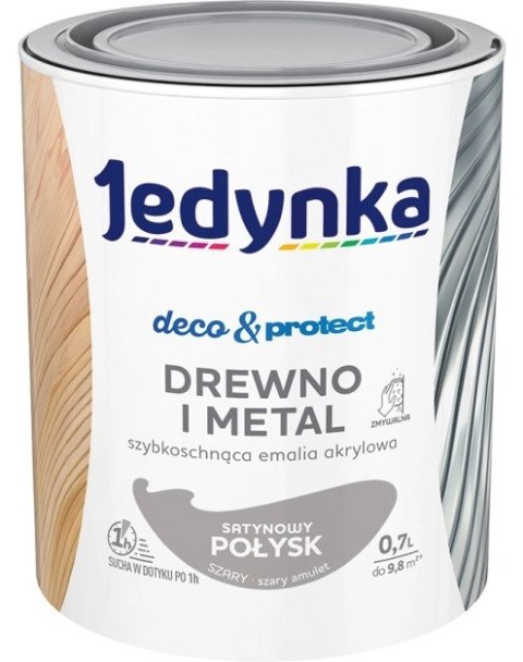 JEDYNKA DECO&PROTECT DREWNO I METAL SAT SZARY 0,7L JEDYNKA
