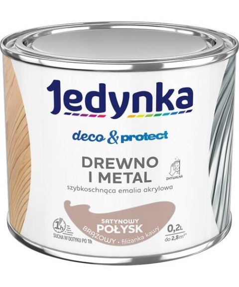 JEDYNKA DECO&PROTECT DREWNO I METAL SATYNA BRĄZOWY 0,2L JEDYNKA