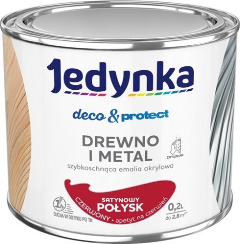 JEDYNKA DECO&PROTECT DREWNO I METAL SATYNA CZERWONA 0,2L JEDYNKA