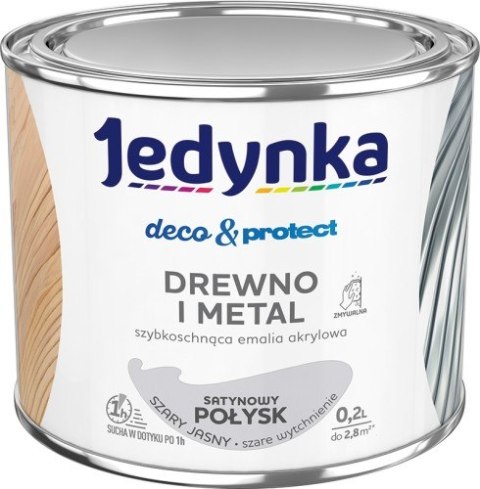 JEDYNKA DECO&PROTECT DREWNO I METAL SATYNA SZARY JASNY 0,2L JEDYNKA