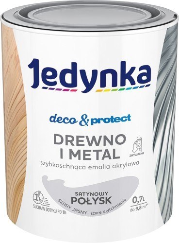 JEDYNKA DECO&PROTECT DREWNO I METAL SATYNA SZARY JASNY 0,7L JEDYNKA