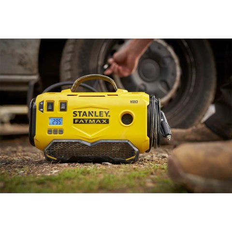 KOMPRESOR AKUMULATOROWY 12/18/230V V20 0*AH STANLEY FATMAX | WIELOFUNKCYJNY | ZASILANY AKUMULATOREM | DO 160 PSI KOMPRESOR AKUMULATOROWY 12/18/230V V20 0*AH STANLEY FATMAX | WIELOFUNKCYJNY | ZASILANY AKUMULATOREM | DO 160 PSI