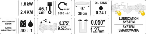 PILARKA SPALINOWA 2.45KM 36CM 0,375'' YATO PILARKA SPALINOWA 2.45KM 36CM 0,375'' YATO