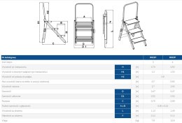 SCHODKI SKŁADANE 70CM 3 STOPNIE + PORĘCZ DRABEX