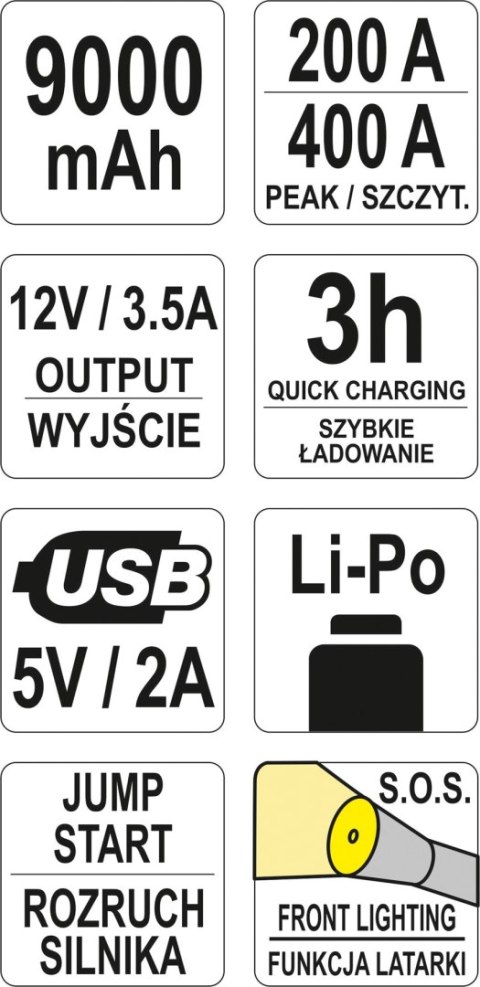 URZĄDZENIE ROZRUCHOWE POWER BANK 9000MAH YATO URZĄDZENIE ROZRUCHOWE POWER BANK 9000MAH YATO