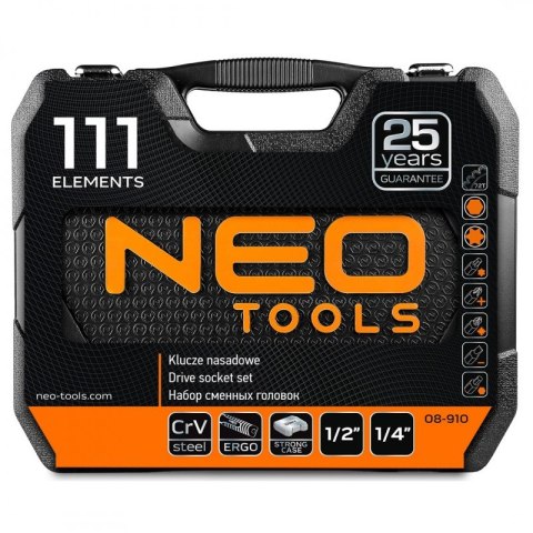 ZESTAW KLUCZY NASADOWYCH 1/4'',1/2'' 111 CZĘŚCI CRV NEO ZESTAW KLUCZY NASADOWYCH 1/4'',1/2'' 111 CZĘŚCI CRV NEO