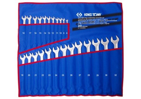 ZESTAW KLUCZY PŁASKO-OCZKOWYCH DŁUGICH 24CZ. 6-32MM ETUI KING TONY