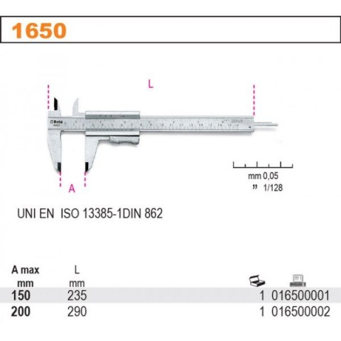 SUWMIARKA NONIUSZOWA UNIWERSALNA MODEL 1650 0-200MM BETA