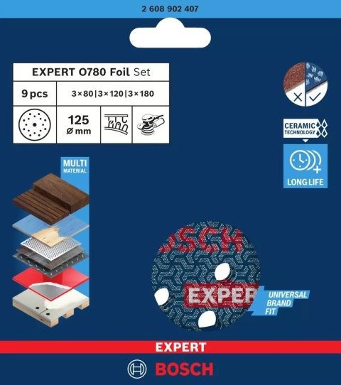 KRĄŻEK ŚCIERNY FOLIA EXPERT O780 125MM 9PC BOSCH