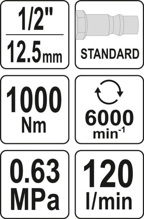 KLUCZ PNEUMATYCZNY 1/2' 1000NM YATO KLUCZ PNEUMATYCZNY 1/2' 1000NM YATO