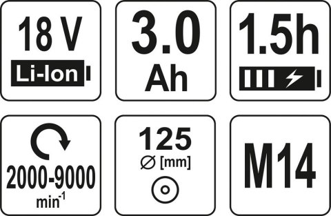 SZLIFIERKA KĄTOWA 125MM 18V BEZSZCZOTKOWA YATO SZLIFIERKA KĄTOWA 125MM 18V BEZSZCZOTKOWA YATO