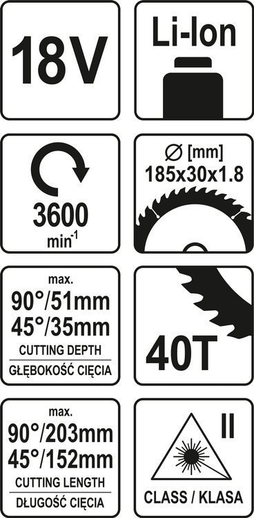 UKOŚNICA 185MM 18V, BEZ AKUMULATORA YATO UKOŚNICA 185MM 18V, BEZ AKUMULATORA YATO