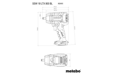 KLUCZ UDAROWY AKUMULATOROWY 1/2'' SSW 18 LTX 800 BL 2*5.5AH METABO