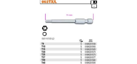 GROT, BIT, KOŃCÓWKA TYPU TORX 1/4' 70MM TX10 BETA