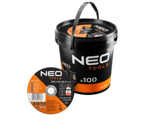 TARCZA PŁASKA 125*1.0*22 METAL/INOX 100 SZT. WIADERKO NEO