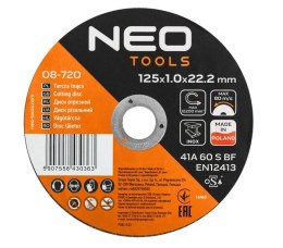 TARCZA PŁASKA 125*1.0*22 METAL/INOX 100 SZT. WIADERKO NEO