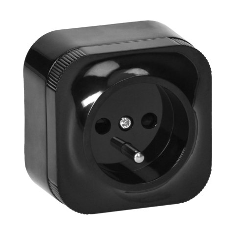 GNIAZDO POJEDYNCZE TODO 2P+Z IP20, CZARNY ORNO