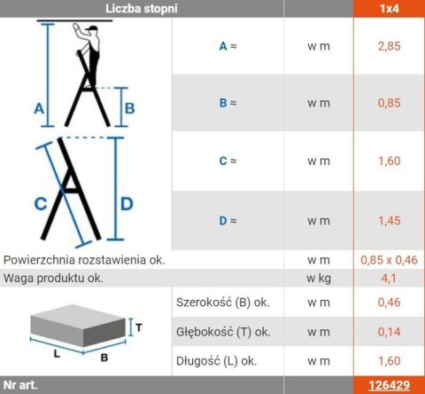 DRABINA ALUMINIOWA WOLNOSTOJĄCA SECURO 4 SZCZEBLE KRAUSE DRABINA ALUMINIOWA WOLNOSTOJĄCA SECURO 4 SZCZEBLE KRAUSE
