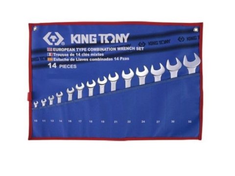 KOMPLET KLUCZY PŁASKO-OCZK. CALOWYCH 14 SZTUK 3/8''-1-1/4'' KING TONY KOMPLET KLUCZY PŁASKO-OCZK. CALOWYCH 14 SZTUK 3/8''-1-1/4'' KING TONY