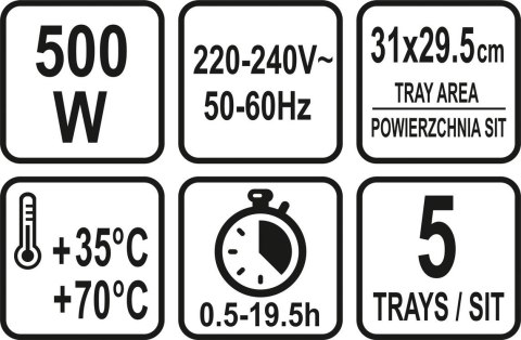 SUSZARKA SPOŻYWCZA, 5 SIT, 420-500W, CZASOMIERZ LUND SUSZARKA SPOŻYWCZA, 5 SIT, 420-500W, CZASOMIERZ LUND