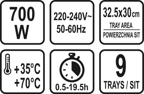 SUSZARKA SPOŻYWCZA, 9 SIT, 600-700W. LUND SUSZARKA SPOŻYWCZA, 9 SIT, 600-700W. LUND
