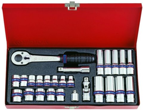 KING TONY | ZESTAW NASADEK 3/8" 27 SZT. | SOLIDNE, METALOWE KING TONY | ZESTAW NASADEK 3/8" 27 SZT. | SOLIDNE, METALOWE
