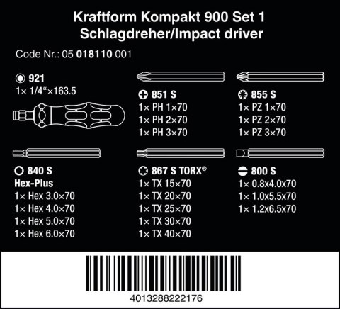 WKRĘTAK UDAROWY KRAFTFORM KOMPAKT 900 WERA WKRĘTAK UDAROWY KRAFTFORM KOMPAKT 900 WERA