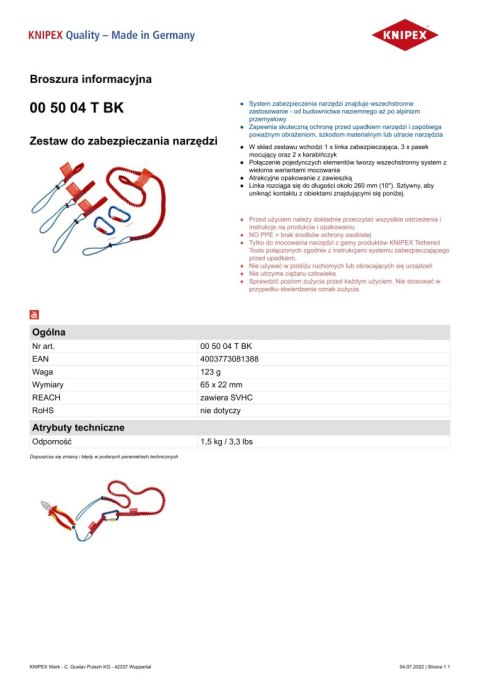 ZESTAW DO ZABEZPIECZANIA NARZĘDZI KNIPEX ZESTAW DO ZABEZPIECZANIA NARZĘDZI KNIPEX