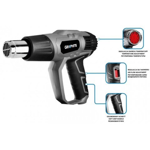 OPALARKA 2000W, ZAKRES TEMPERATUR 50-550OC, 3 BIEGI ,WALIZKA GRAPHITE OPALARKA 2000W, ZAKRES TEMPERATUR 50-550OC, 3 BIEGI ,WALIZKA GRAPHITE