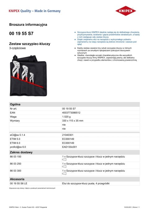 ZESTAW SZCZYPIEC DO RUR W ETUI 3-CZĘŚCIOWY 150,250,300MM KNIPEX ZESTAW SZCZYPIEC DO RUR W ETUI 3-CZĘŚCIOWY 150,250,300MM KNIPEX