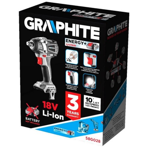 KLUCZ UDAROWY AKUMULATOROWY ENERGY 18V LI-LON, BEZ AKUM. GRAPHITE KLUCZ UDAROWY AKUMULATOROWY ENERGY 18V LI-LON, BEZ AKUM. GRAPHITE