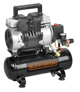 KOMPRESOR BEZOLEJOWY SUPER SILENT 6L 8 BAR BLACK&DECKER | Cichy, 105 L/min, 1 Cylindr, Zbiornik 6L