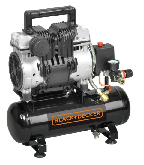KOMPRESOR BEZOLEJOWY SUPER SILENT 6L 8 BAR BLACK&DECKER | Cichy, 105 L/min, 1 Cylindr, Zbiornik 6L KOMPRESOR BEZOLEJOWY SUPER SILENT 6L 8 BAR BLACK&DECKER | Cichy, 105 L/min, 1 Cylindr, Zbiornik 6L