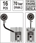 MIERNIK CIŚNIENIA SPRĘŻANIA DIESEL 16 CZĘŚCI YATO