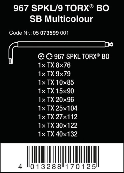 ZESTAW KLUCZY TORX 9 SZTUK WERA ZESTAW KLUCZY TORX 9 SZTUK WERA